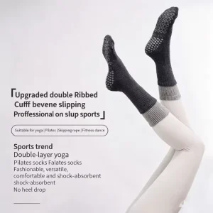 Custom Design Pilates Sock Five toe Anti slip Double Cuff Colorful Crew Cotton Socks Reformer Yoga Socks