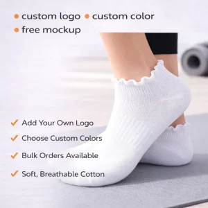 Custom Design Scalloped Cuff Socks for Women Breathable Sweet Cotton Casual Socks OEM Bulk
