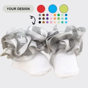 Custom Design School Performance Slouch Dress Kids Tube Socks Grey Girls Princess Big Wreath Crew Lace Socks