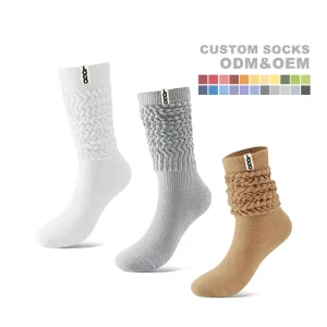 Custom Design Sports Slouch Socks Colorful Unisex White High Heavy Socks Scrunch Socks