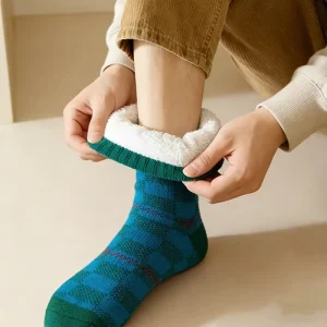Custom Design Winter Warm Casual Crew Socks Anti Slip Fleece Lining Ultra Soft Thick Thermal for Men