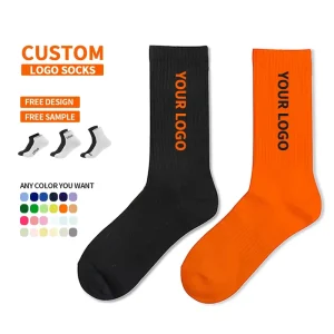 Custom Designed Men’s Cotton Cylindrical Fashion Socks with Personalized Embroidered Logo for Spring Sailor Outfit
