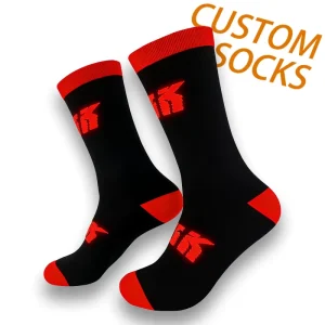 Custom Designed Men’s Cotton Dress Socks Funny Casual Style with Crazy Logo All over Pattern Custom Socks