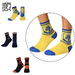 Custom Different Size Crew Cotton Breathable School Socks with African School Logo Student Socks