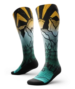 Custom Digital Printed All Day Performance Running Socks 360 Sublimation 20-30 Mmhg Knee High Compression Socks