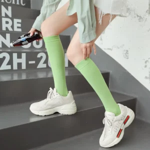 Custom Dress Over Logo Knee High Knitted Long Socks Women Girls Thigh High Socks Custom No Minimum