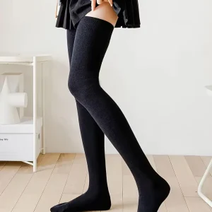 Custom Dress Over Logo Knee High Knitted Long Socks Women Girls Thigh High Socks Custom No Minimum