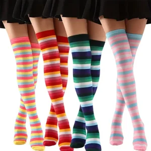 Custom Dress Over Logo Knee High Striped Party Socks Women Girls Thigh High Socks Custom No Minimum