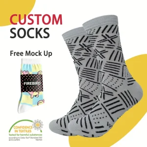 Custom Dress Socks Line Design Fancy Novel Socks Breathable Cotton Socks
