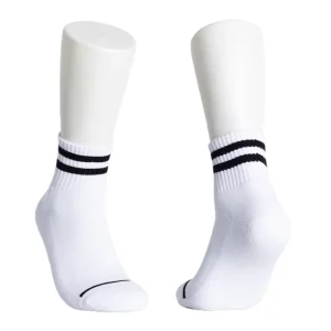 Custom Eco-Friendly Yoga Socks Striped Design Knitted Sport Grip Pilates Anti-Slip Crew High Body Cuff Bottom Spring Breathable