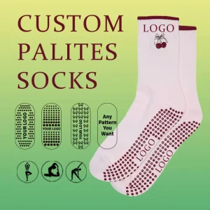 Custom Embroidered Yoga Pilates Socks with Non Slip Grip and Breathable Design