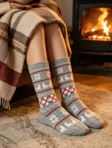 Custom Festive Kids’ Crew Socks Breathable Anti Slip Warm Cozy Knitted for Spring Daily Wear
