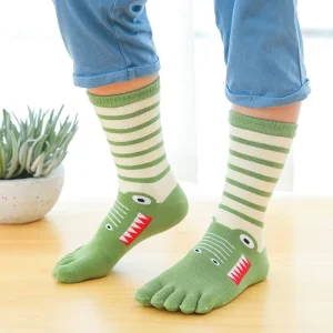 Custom Five Toe Knitted Cotton Crew Socks For Kids Cute Animal Design For Toddlers