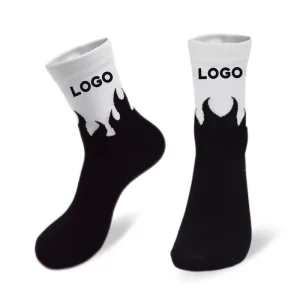 Custom Flame Pattern Hip Hop Skateboarding Street Socks Men Breathable Knitted Crew Sports Socks