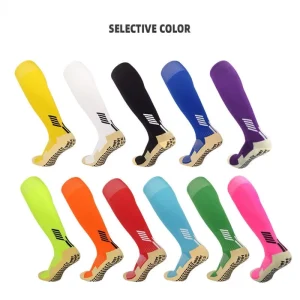 Custom Football Grip Soccer Socks Breathable Athletic Non Slip Crew Level Knitted Socks Embroidery Cuff Sports