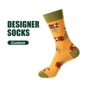 Custom Fox Socks Soft Breathable Cotton Crew with Forest Animal Pattern Fun Novelty Design