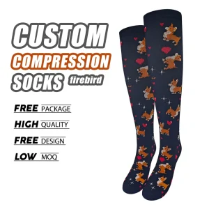 Custom Funny Design Knitting Pattern Cotton Nylon Spandex Breathable & Sweat Absorbent Compression Sport Socks