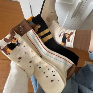Custom Geometric Pattern Women’s Ankle Socks Breathable Anti-Bacterial Cotton Bamboo Fiber Knitted Compression Winter One Fits