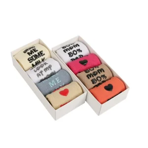 Custom Gift Set Newborn Funny Text Cute Girl Organic Cotton Rubber Soles Anti Bottom Baby Socks Kids Sock Non slip for Baby Boy