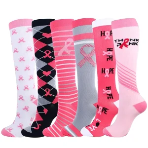 Custom Girls Nylon Elastic Knee High Nurse Compression Socks Jacquard Breathable Compression 20-30mmhg Socks for Women