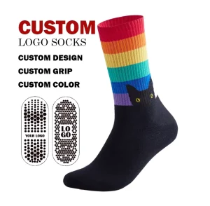 Custom Grip Ankle Socks for Women Striped Pilates Ballet High Quality Breathable Cotton Yoga Anti Slip Sports Socks
