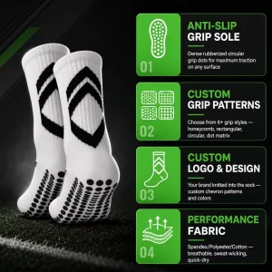 Custom Grip Football Socks Thick Terry Non Slip Sports Socks Shock Absorbing Basketball Socks for Adults