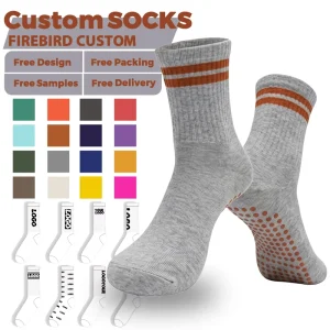 Custom High Quality Grip Anti slip Sock Men’s Custom Grip Socks Soccer Football Grip Sock With Logo Cuff Design