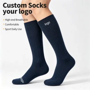 Custom High Quality Men’s Dress Socks Breathable Mid Tube Business Socks for Four Seasons Double Needle Process Logo Pattern
