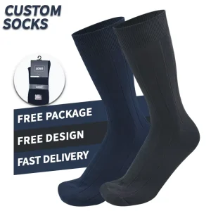 Custom High Quality Men’s Dress Socks Breathable Mid-Tube Business Sox for Four Seasons Double Needle Process Logo Pattern