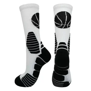 Custom High Quality White Polyester Basketball Socks Terry Cushion Moisture Wicking & Anti Slip for Sports Training Game