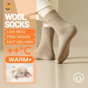 Custom Hot Warm Wool Socks Bulk Order Warm Thick Crew Socks for Women Daily Use