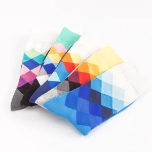 Custom Jacquard Dress Socks for Women Four Seasons Diamond Pattern Men’s Socks Promotion