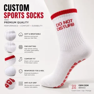 Custom Jacquard Grip Socks Men Women Breathable Cushioned Comfort Non Slip Athletic Socks