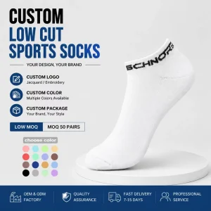 Custom Jacquard Logo Cotton Men Women Low Cut Ankle Socks Sweat Absorption Casual Short Socks