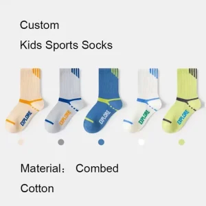 Custom Kids Sports Socks Combed Cotton Polyester Crew Odor Proof Friendly Training For Daily Life