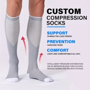 Custom Knee High 15-20mmhg Compression Running Stockings Men Women Compression Sports Socks