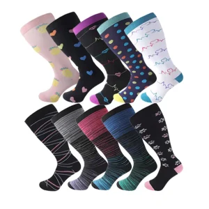 Custom Knee High 20 30mmHg Circulation Support Sports Extra Size Nurse Nylon Spandex Compression Socks