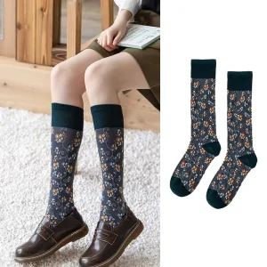 Custom Knee High Socks for Women Girls Long Young Girls Tube Socks Teen Hosiery Retro Jacquard Knee High Socks Women