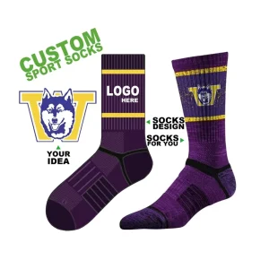 Custom Knit Embroidered Basketball Crew Socks Custom Logo Sports Athletic Cycling Terry Socks With Logo