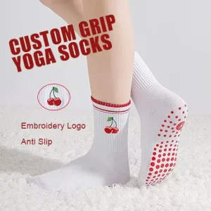 Custom Knit Embroidery Yoga Sock Women Fitness Yoga Grip Sock Custom Design Anti Slip Grip Pilates Socks