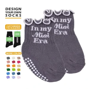 Custom Knit Letter Ruffle Grip Sock for Girl Boy Baby Anti Slip Sock Customized Cushion Grip Bottom Toddler Socks