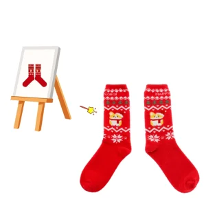 Custom Knitted Christmas Corgi Socks Warm Breathable Cartoon Holiday Stockings