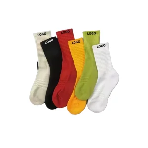 Custom Knitted Crew Socks 100% Cotton Men’s Sports Athletic Casual Autumn Multiple Logo Body Position