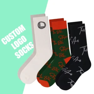 Custom Knitted Letter Socks Crew Cotton Custom Brands Socks Custom Design Men Socks
