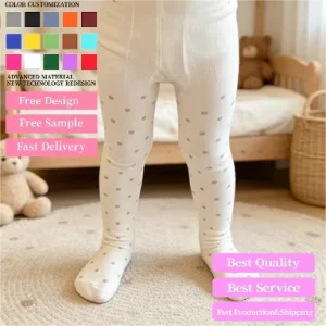 Custom Knitted Polka Dot Girls Pantyhose Breathable Soft Spring Children’s Stockings