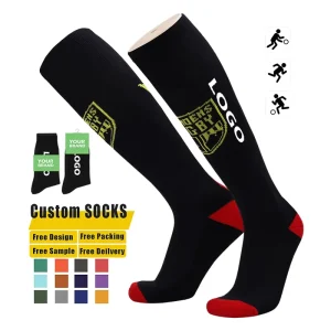 Custom Knitted Running Basketball Football Sock Breathable Eco friendly Gym Soccer Sock Men Custom Soccer Knee High Socks