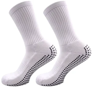 Custom Knitted Terylene Youth Athletic Grip Socks Crew Football Soccer Basketball Tape Design Sweat-Absorbent