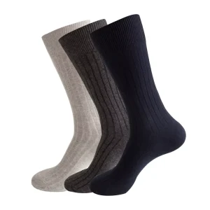 Custom Large Size Dress Crew Men’s Socks Solid Color Combed Cotton Stripe Breathable Casual Sport High Socks