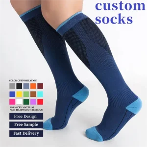 Custom Length Available Men’s Nylon Spandex Compression Knee High Socks Stretchy TightFit Long Socks