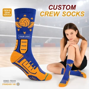 Custom Logo Anti Bacterial Volleyball Calf Socks 10A Grade Odor Control Breathable Knee High Performance Socks
